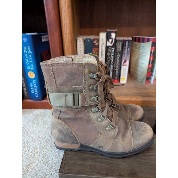 Sorel Major Carly Ankle Boot Side Zip Lace Up Women 7.5 Nutmeg/Flax NL2157-260 - Picture 2 of 6